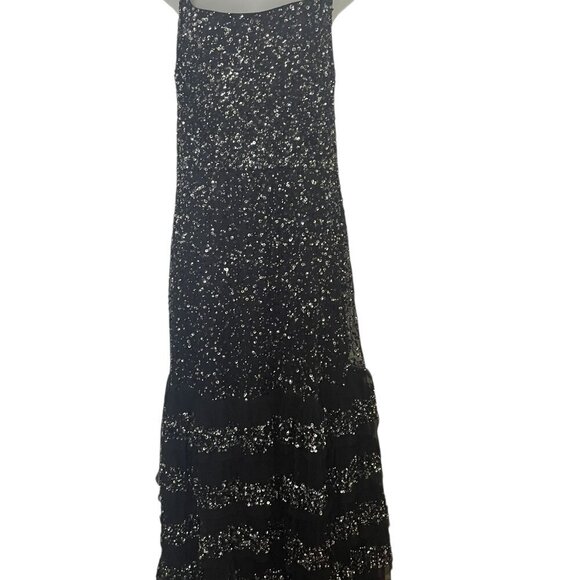 Mac Duggal 10883 Black Sequin Tiered Ruffle Gown NWT Size 14 - Picture 3 of 8